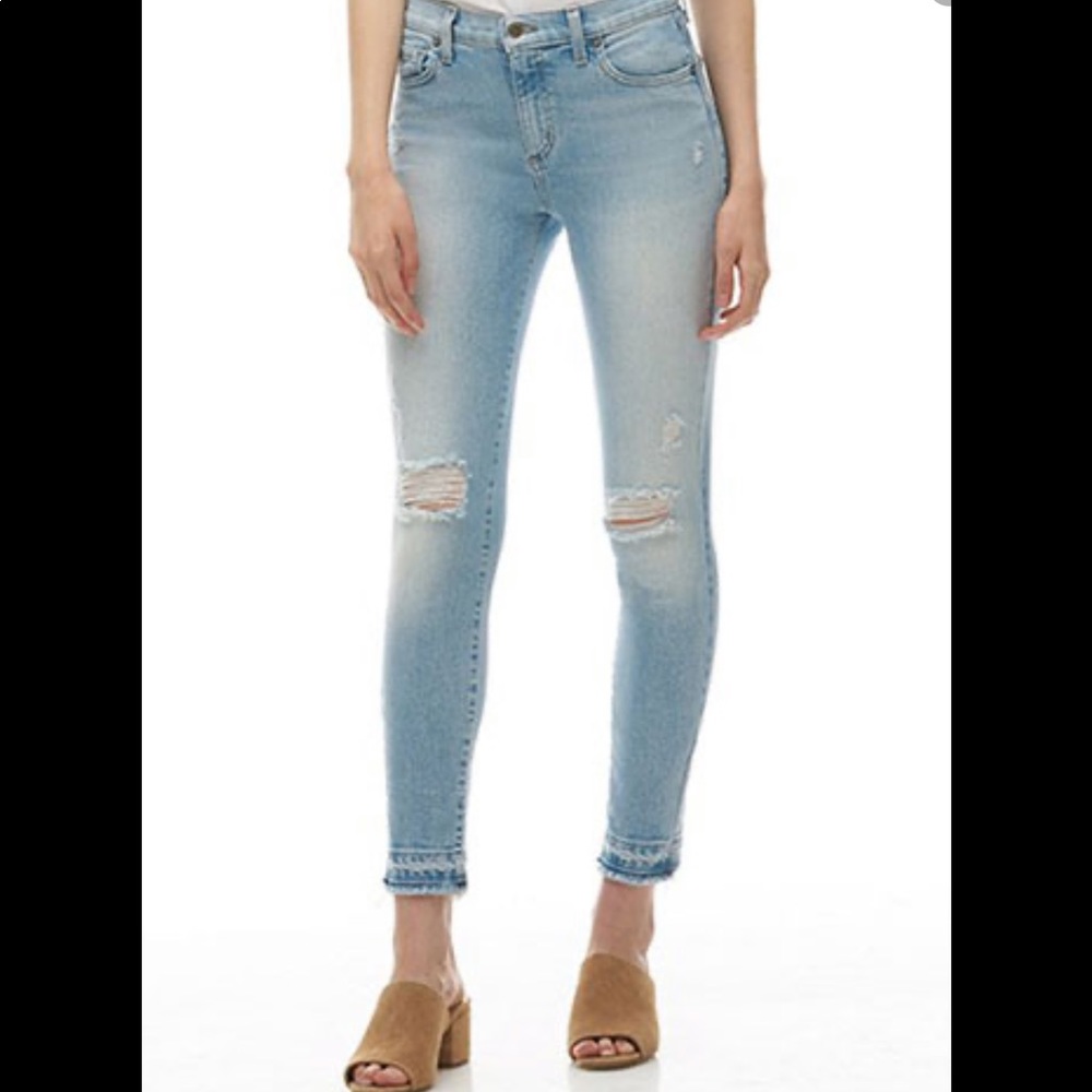 Rachel Skinny Jeans - Midrise, ripped hem & knees
